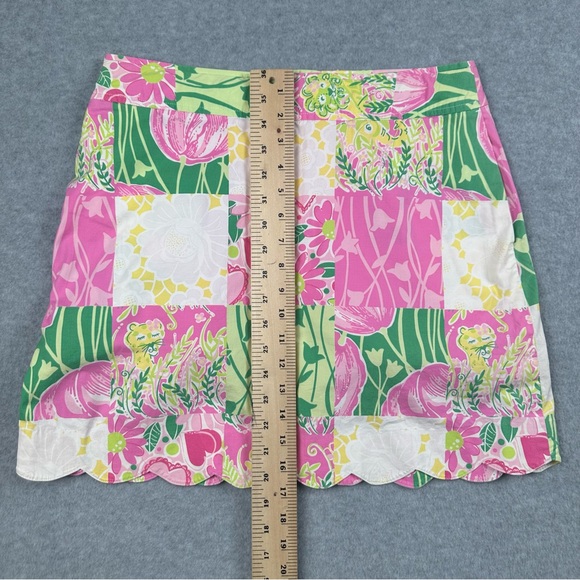Vintage Lilly Pulitzer Skort Womens SZ 6 Scallop Hem Pink Green Patchwork Floral - Picture 14 of 16